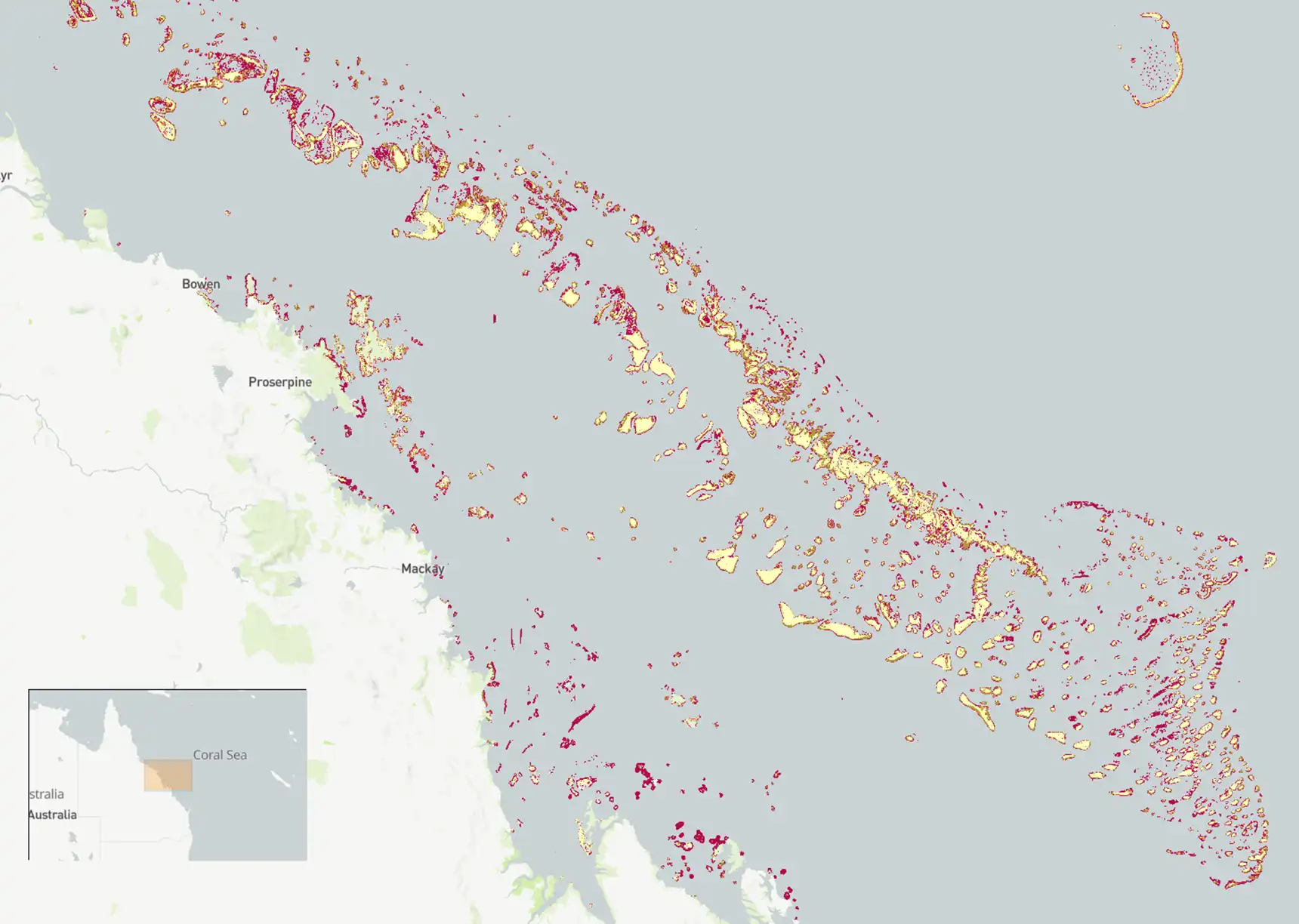 Great barrier reef extent before