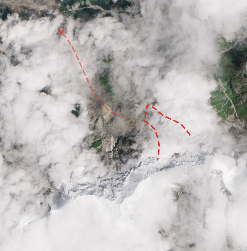 Satellite image of the Nepal glacier landslide